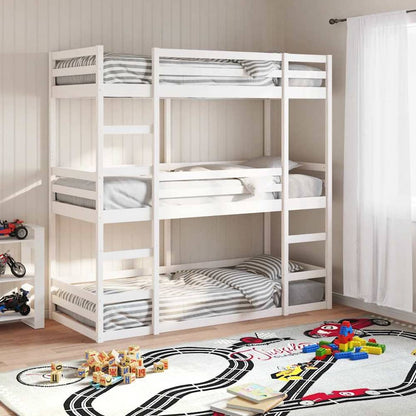 Triple Bunk Bed without Mattress White 75 cm 190 cm