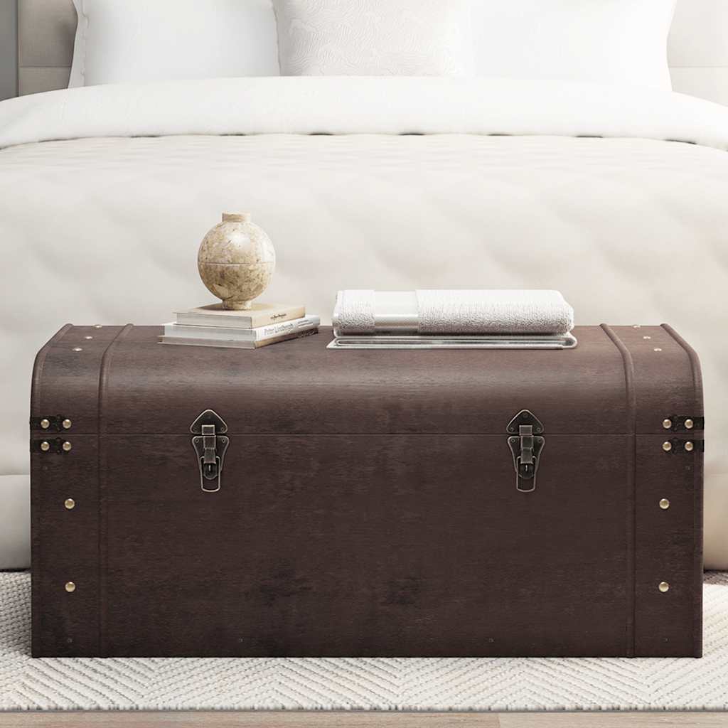 Treasure Chest with Latches Dark Brown 90x50x39,5 cm Plywood 90 cm 50 cm