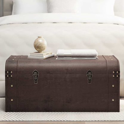 Treasure Chest with Latches Dark Brown 90x50x39,5 cm Plywood 90 cm 50 cm