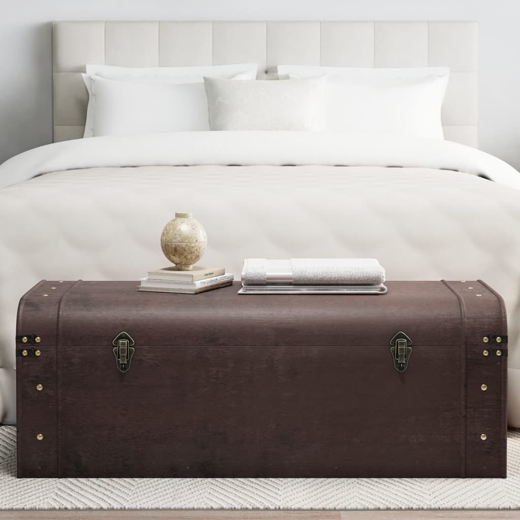 Treasure Chest with Latches Dark Brown 90x50x39,5 cm Plywood 110 cm 50 cm