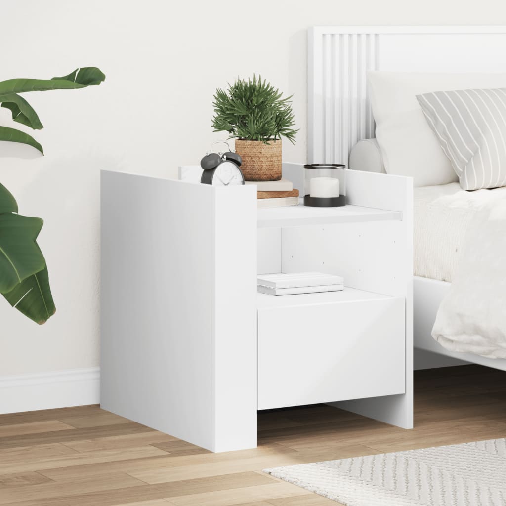vidaXL Bedside Cabinet White 45x50x50 cm Engineered Wood 1