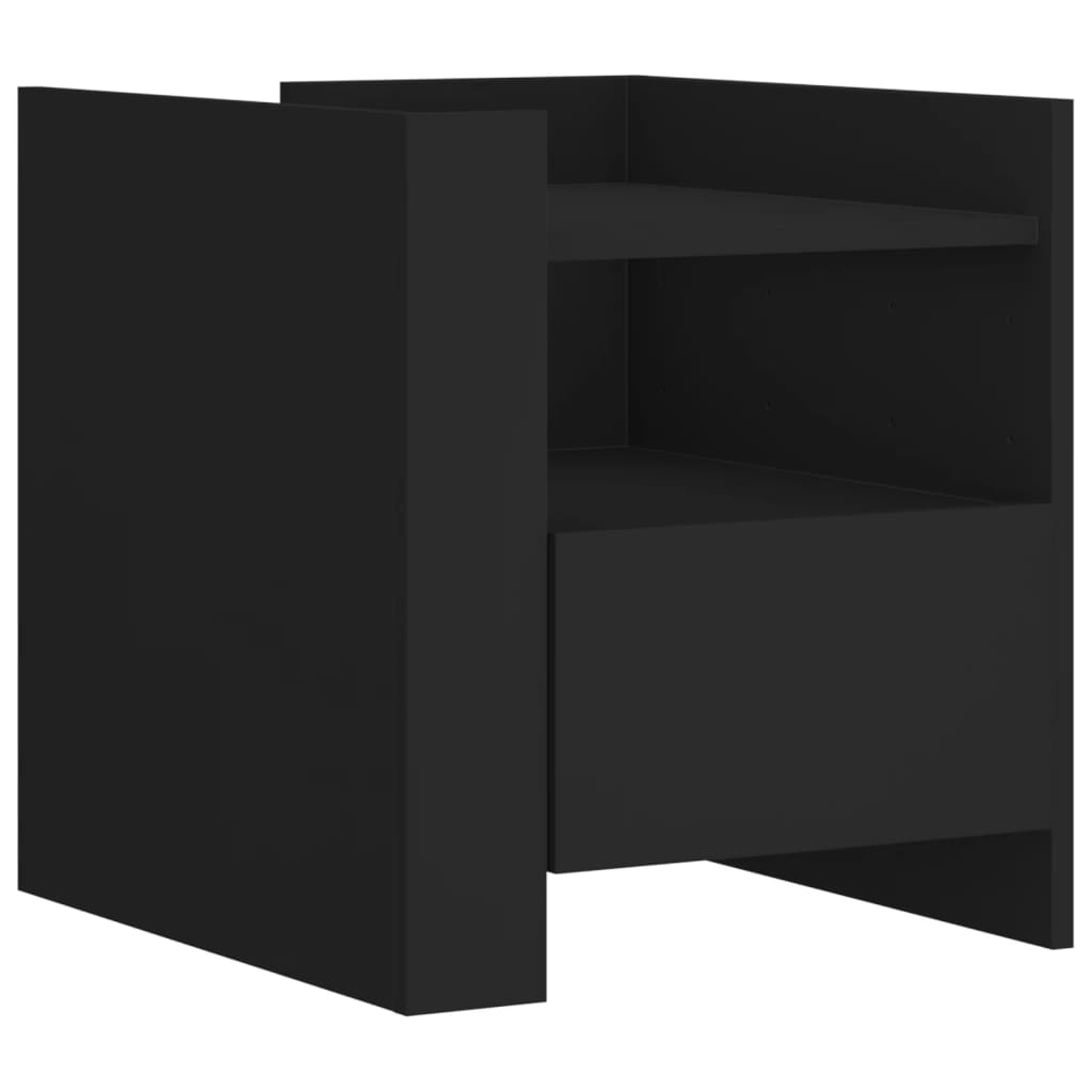 vidaXL Bedside Cabinet Black 45x50x50 cm Engineered Wood 2