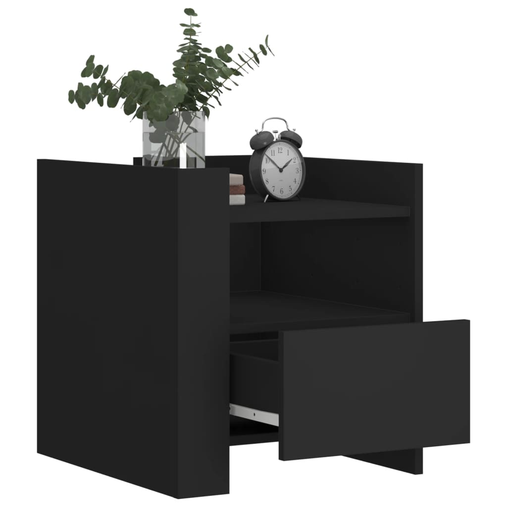 vidaXL Bedside Cabinet Black 45x50x50 cm Engineered Wood 3