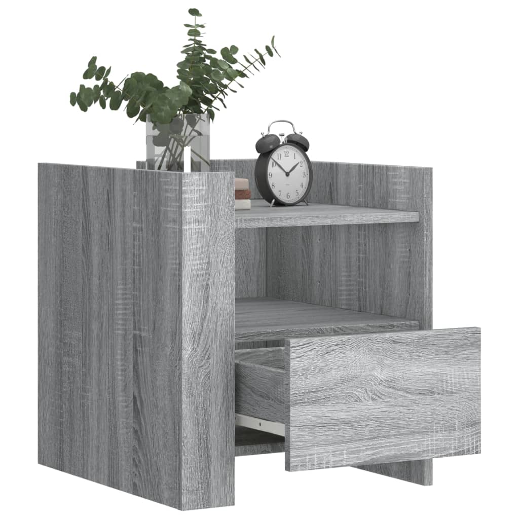vidaXL Bedside Cabinet Grey Sonoma 45x50x50 cm Engineered Wood 3