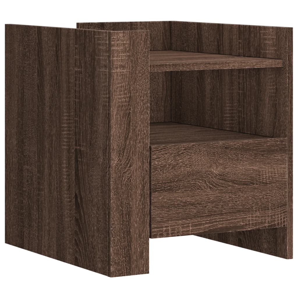 vidaXL Bedside Cabinet Brown Oak 45x50x50 cm Engineered Wood 2