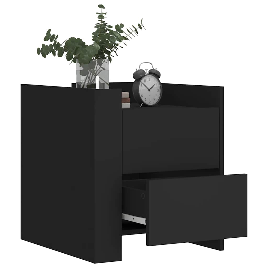 vidaXL Bedside Cabinet Black 45x50x50 cm Engineered Wood 3