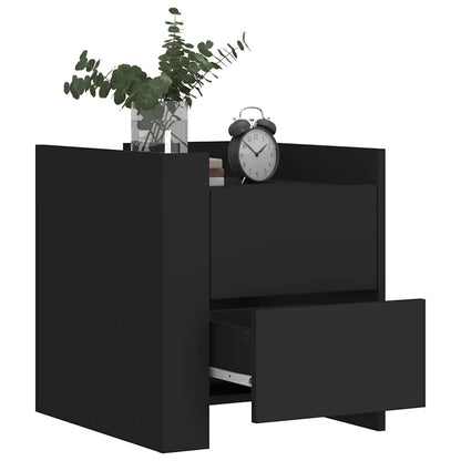 vidaXL Bedside Cabinet Black 45x50x50 cm Engineered Wood 3