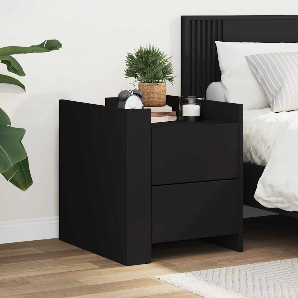vidaXL Bedside Cabinet Black 45x50x50 cm Engineered Wood 1