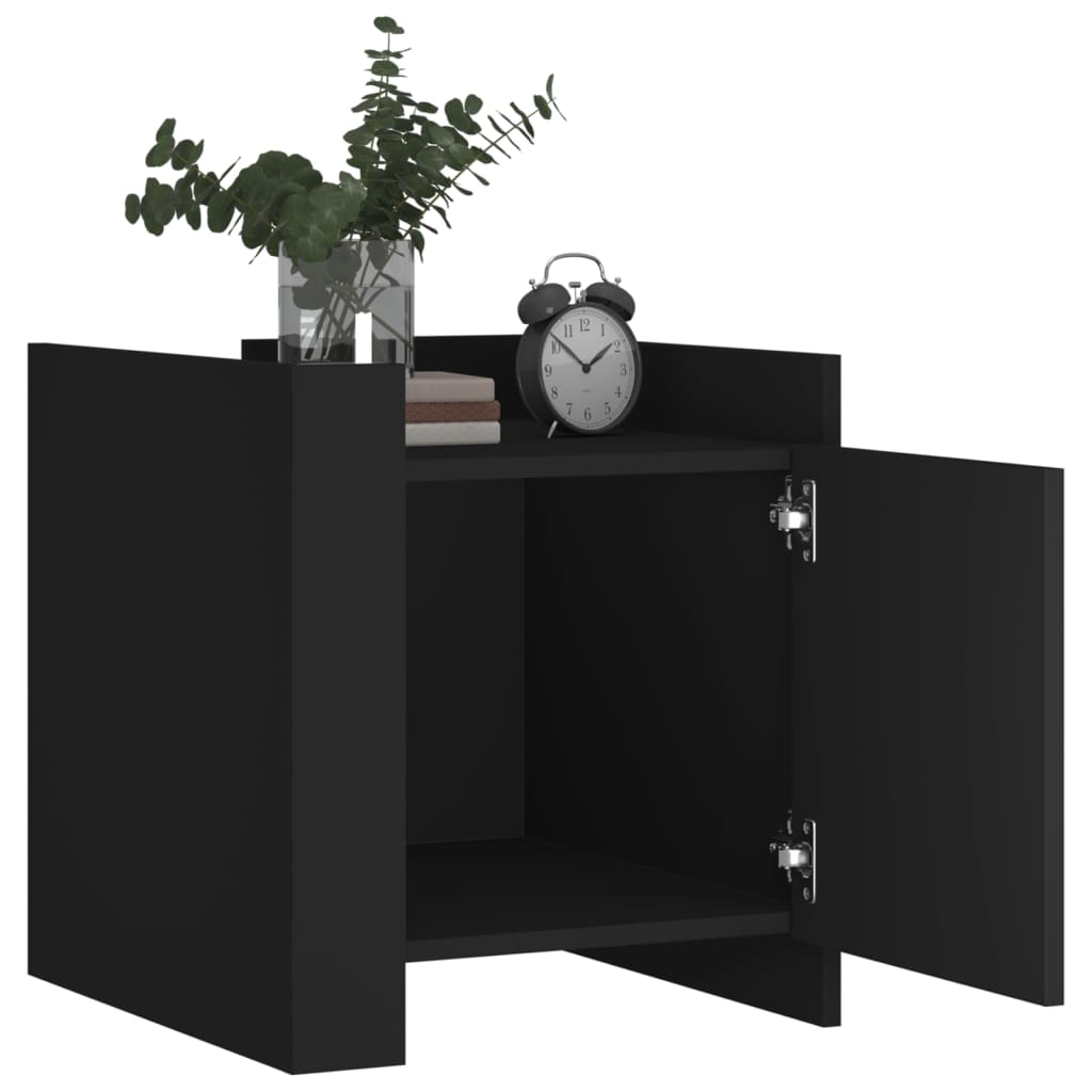 vidaXL Bedside Cabinet Black 45x50x50 cm Engineered Wood 3