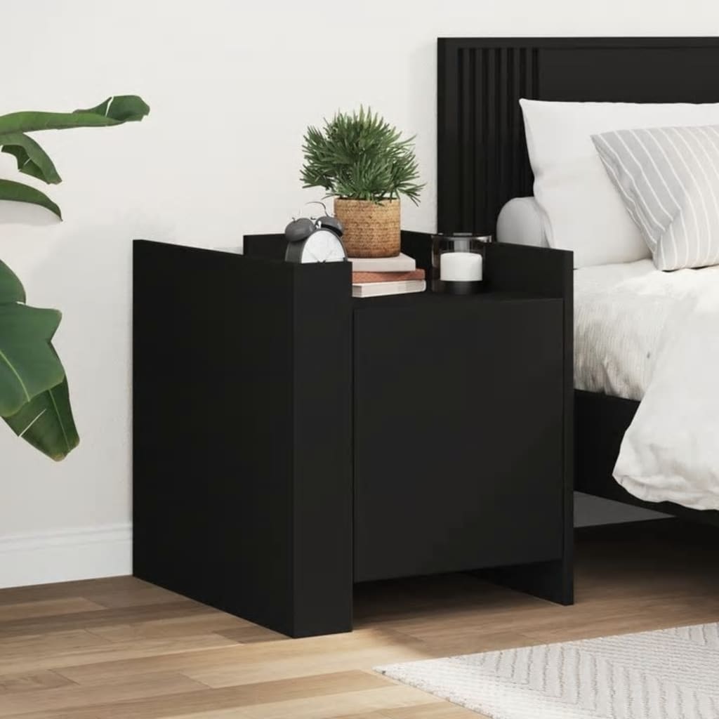 vidaXL Bedside Cabinet Black 45x50x50 cm Engineered Wood 1