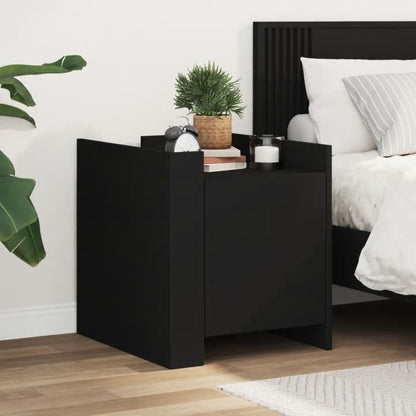 vidaXL Bedside Cabinet Black 45x50x50 cm Engineered Wood 1