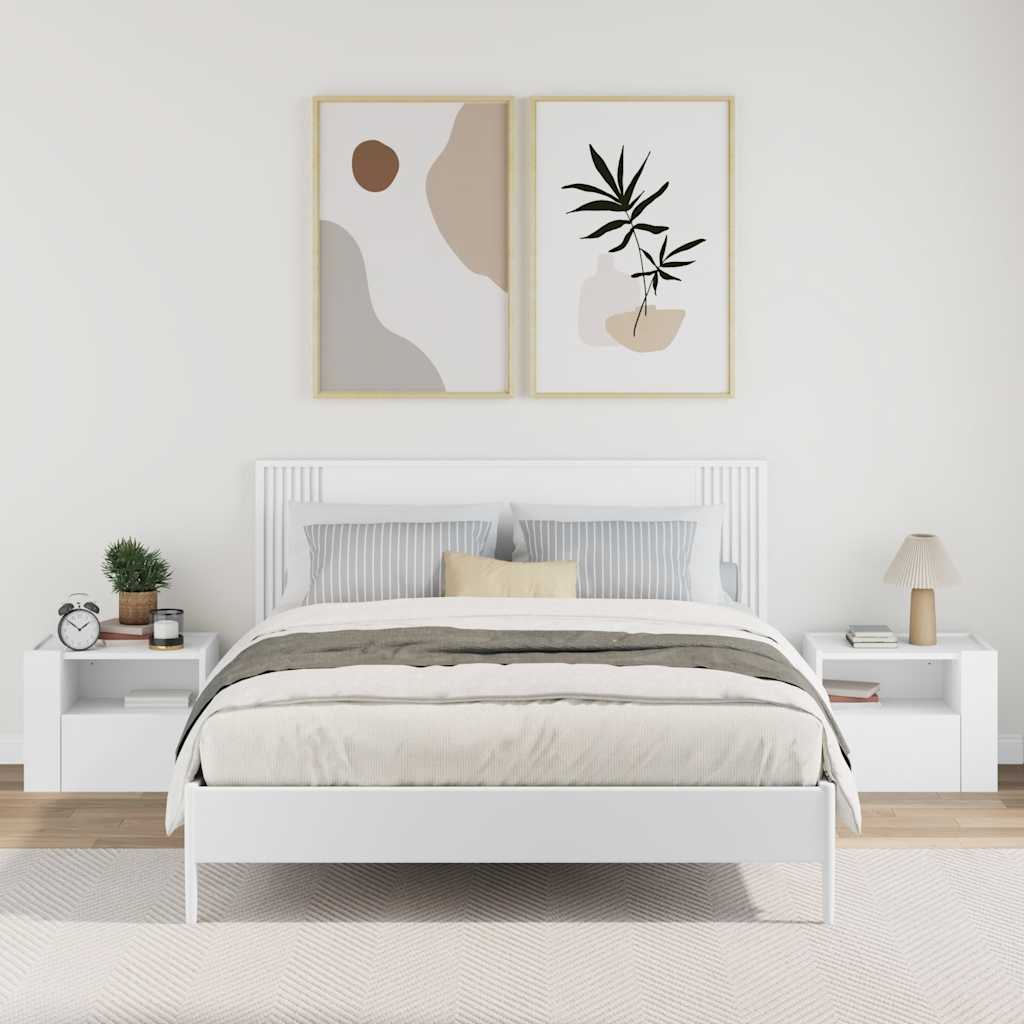 vidaXL Wall-mounted Bedside Cabinets 2 pcs White 45x30x35 cm 3