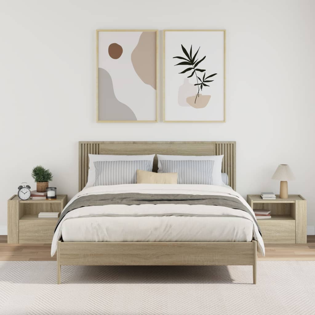 vidaXL Wall-mounted Bedside Cabinets 2 pcs Sonoma Oak 45x30x35 cm 3