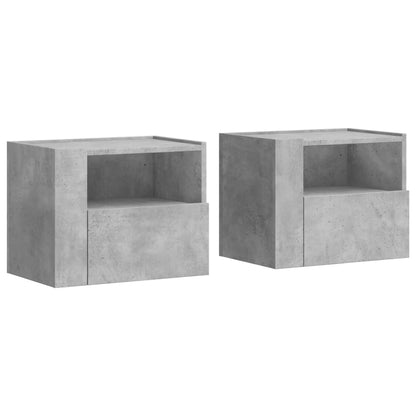vidaXL Wall-mounted Bedside Cabinets 2 pcs Concrete Grey 45x30x35 cm 2