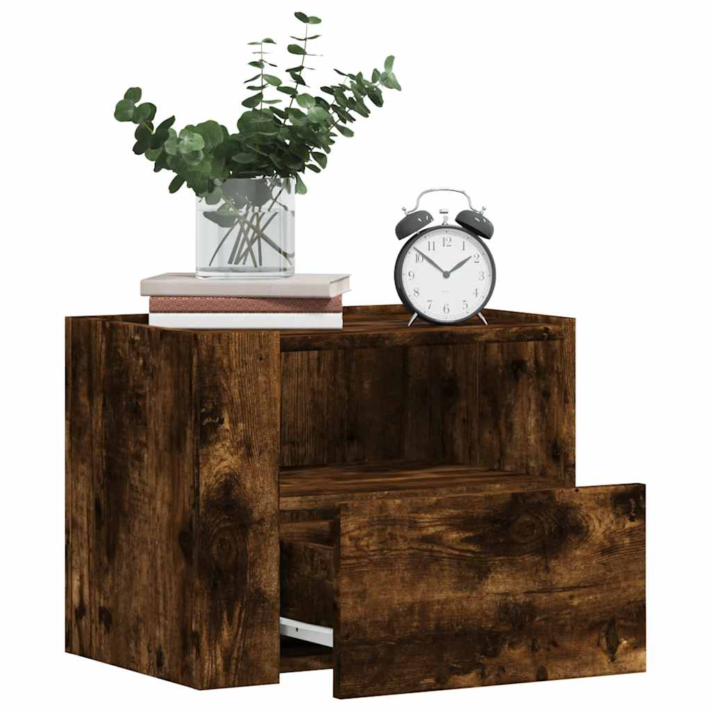 vidaXL Wall-mounted Bedside Cabinets 2 pcs Smoked Oak 45x30x35 cm 1