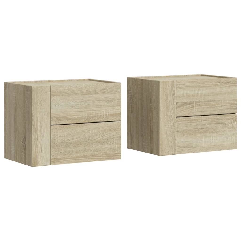 vidaXL Wall-mounted Bedside Cabinets 2 pcs Sonoma Oak 45x30x35 cm 2