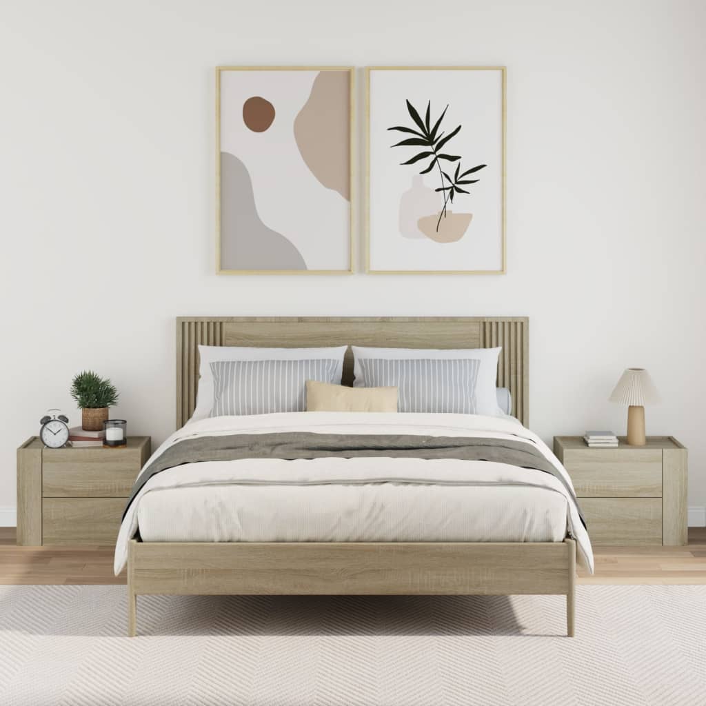 vidaXL Wall-mounted Bedside Cabinets 2 pcs Sonoma Oak 45x30x35 cm 3