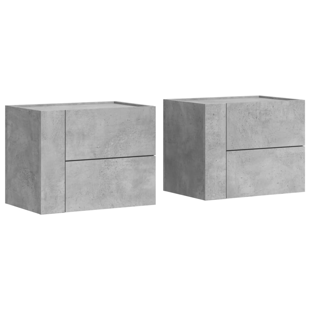 vidaXL Wall-mounted Bedside Cabinets 2 pcs Concrete Grey 45x30x35 cm 2