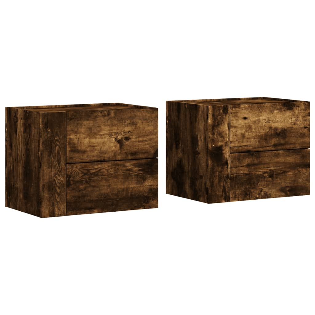 vidaXL Wall-mounted Bedside Cabinets 2 pcs Smoked Oak 45x30x35 cm 2