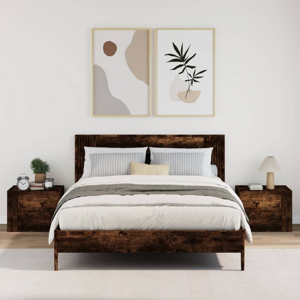 vidaXL Wall-mounted Bedside Cabinets 2 pcs Smoked Oak 45x30x35 cm 3
