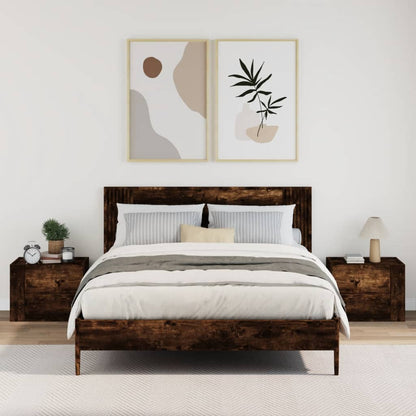 vidaXL Wall-mounted Bedside Cabinets 2 pcs Smoked Oak 45x30x35 cm 3