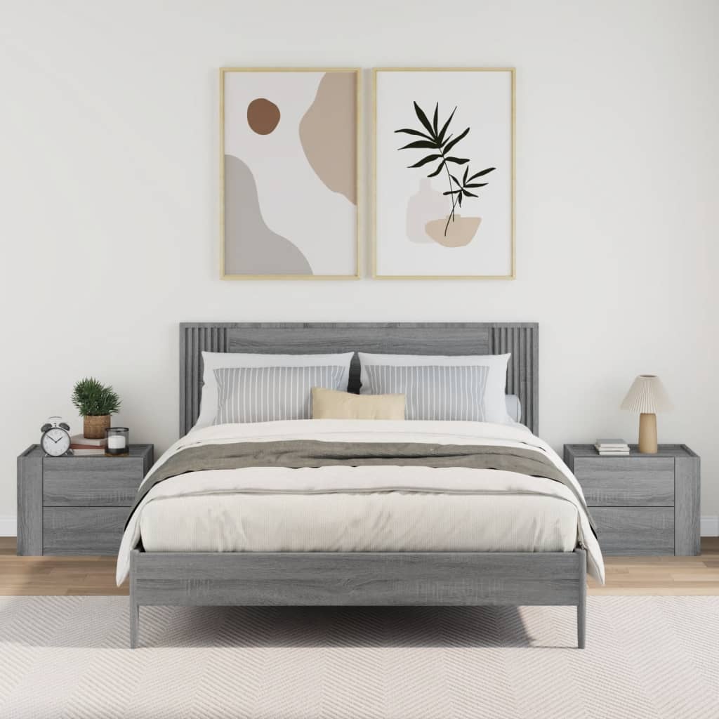 vidaXL Wall-mounted Bedside Cabinets 2 pcs Grey Sonoma 45x30x35 cm 3