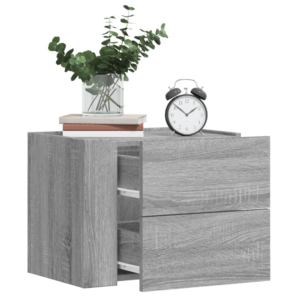 vidaXL Wall-mounted Bedside Cabinets 2 pcs Grey Sonoma 45x30x35 cm 1