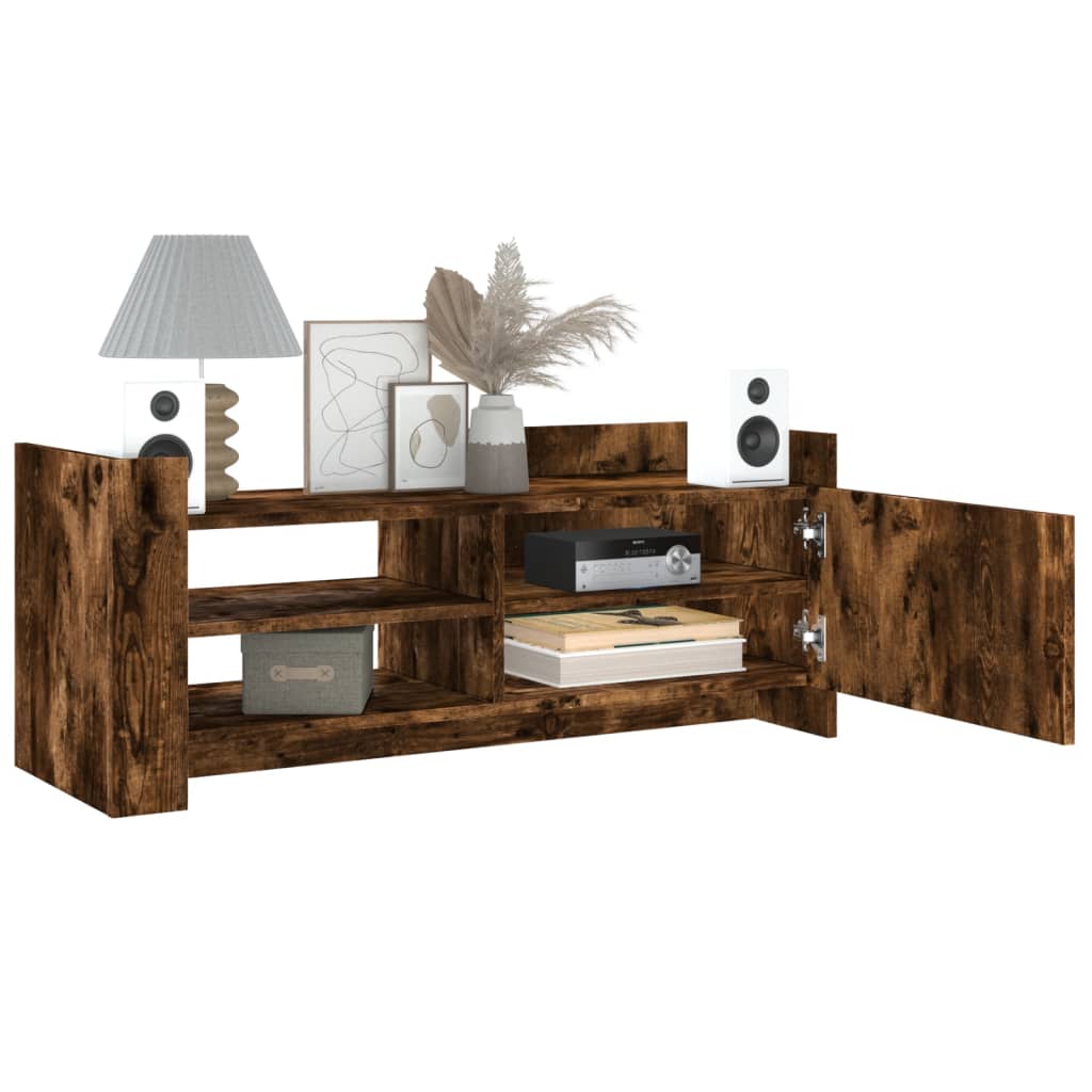 vidaXL TV Cabinet Smoked Oak 100x35x40 cm Engineered Wood 3