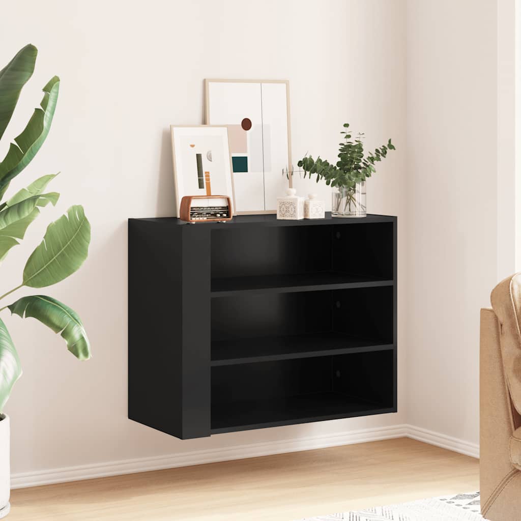 vidaXL Wall Cabinet Black 75x35x60 cm Engineered Wood 3