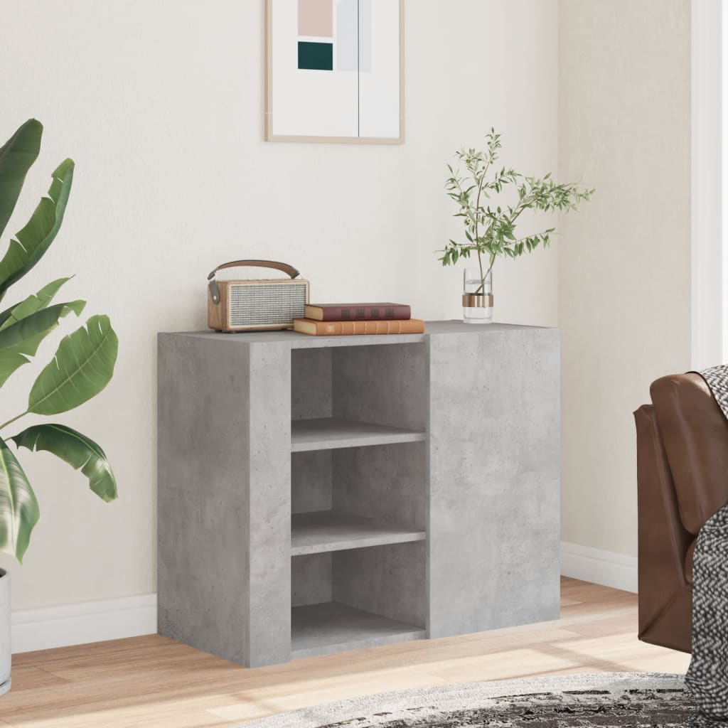 vidaXL Wall Cabinet Concrete Grey 75x35x60 cm Engineered Wood 3