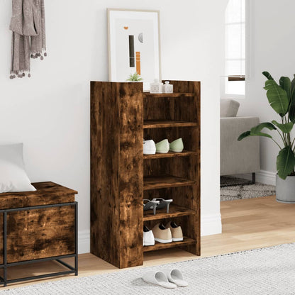 vidaXL Shoe Cabinet Smoked Oak 52x37.5x100 cm Engineered Wood 3