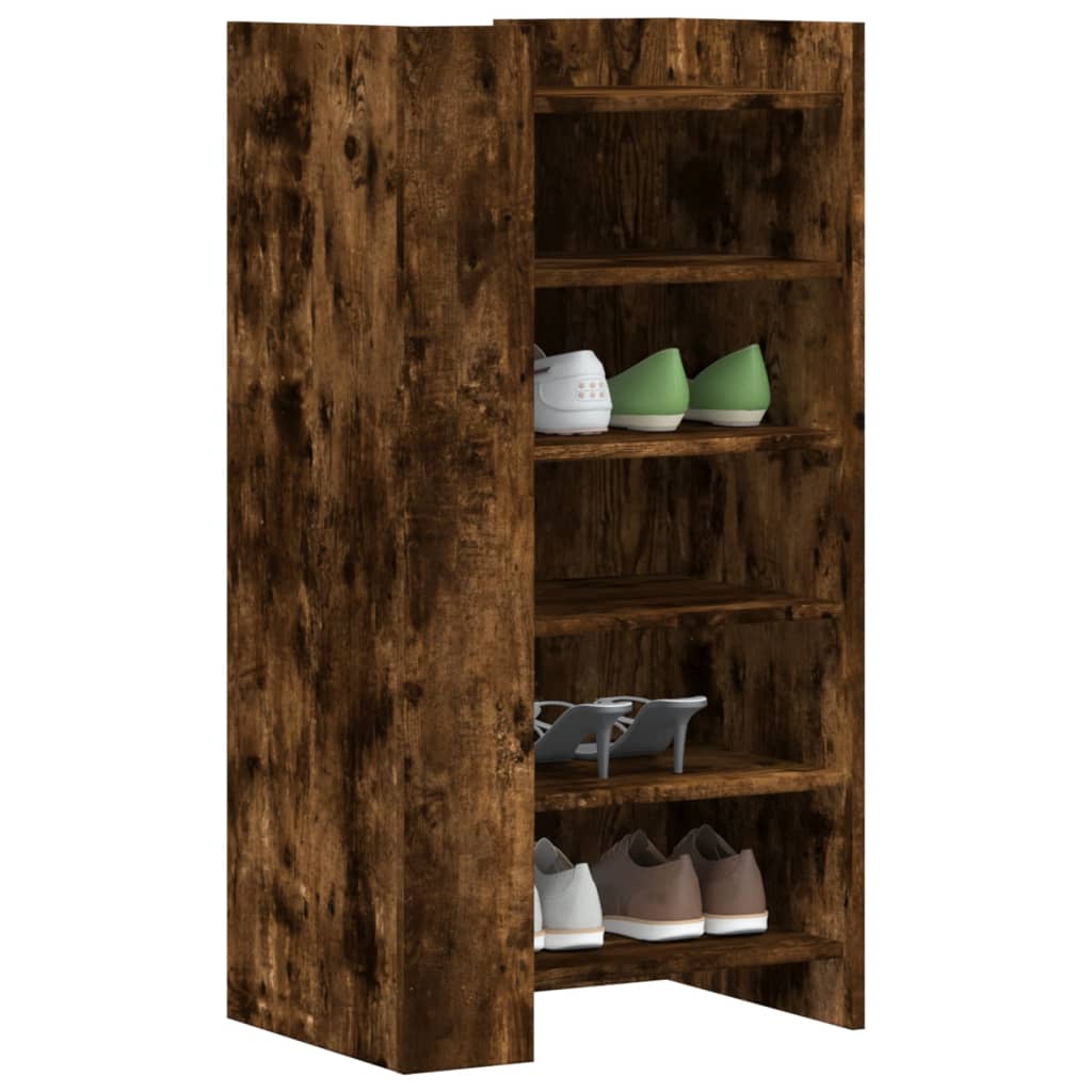 vidaXL Shoe Cabinet Smoked Oak 52x37.5x100 cm Engineered Wood 1