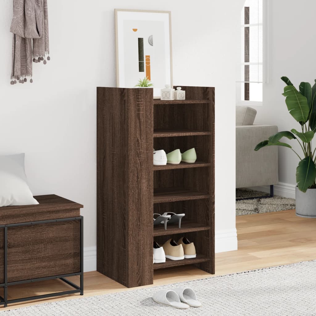 vidaXL Shoe Cabinet Brown Oak 52x37.5x100 cm Engineered Wood 3