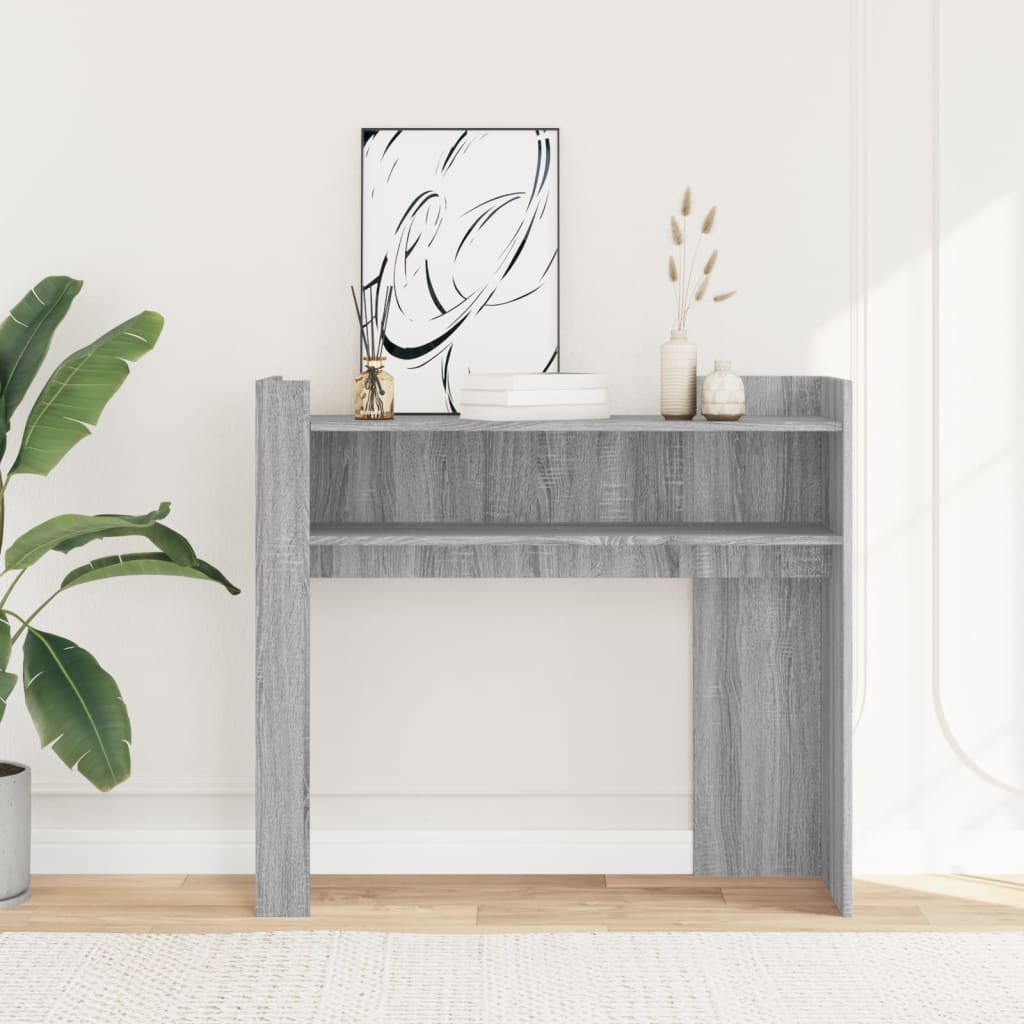 vidaXL Console Table Grey Sonoma 100x35x90 cm Engineered Wood 3