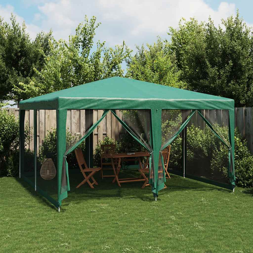 Party Tent with 8 Mesh Sidewalls HDPE with 8 Sidewalls Green 4 m 4 m