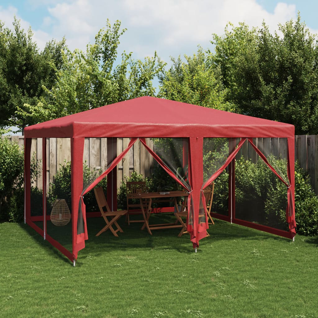 Party Tent with 8 Mesh Sidewalls HDPE with 8 Sidewalls Red 4 m 4 m