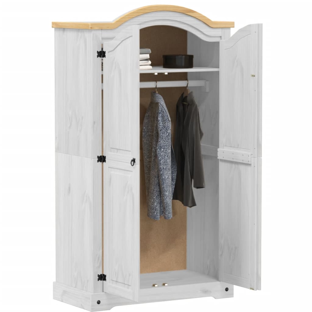 vidaXL Wardrobe Corona White 102x52x186 cm Solid Wood Pine 3