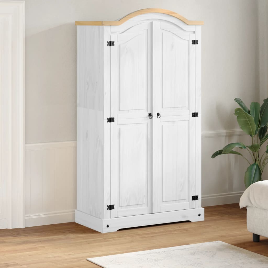 vidaXL Wardrobe Corona White 102x52x186 cm Solid Wood Pine 1
