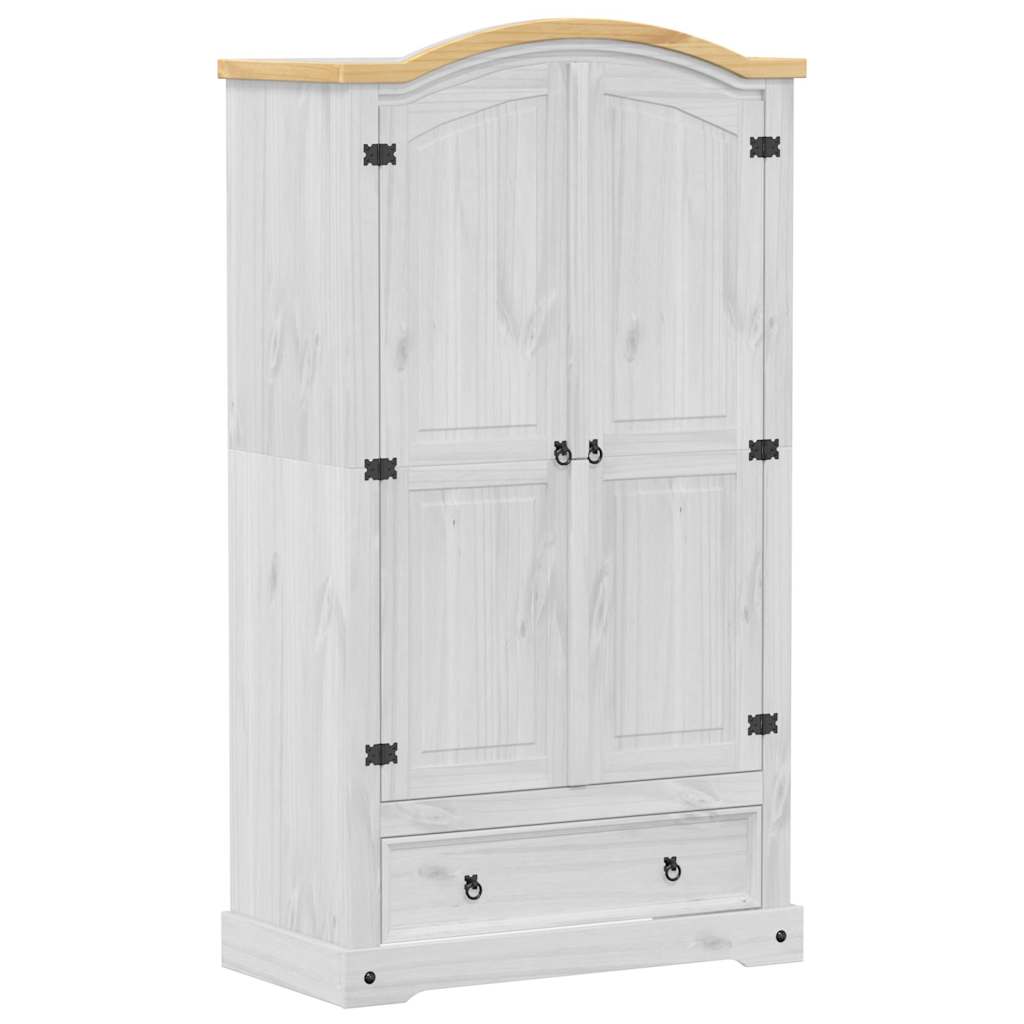 vidaXL Wardrobe Corona White 102x52x186 cm Solid Wood Pine 2