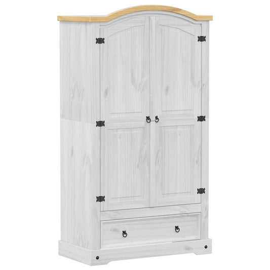 vidaXL Wardrobe Corona White 102x52x186 cm Solid Wood Pine 2