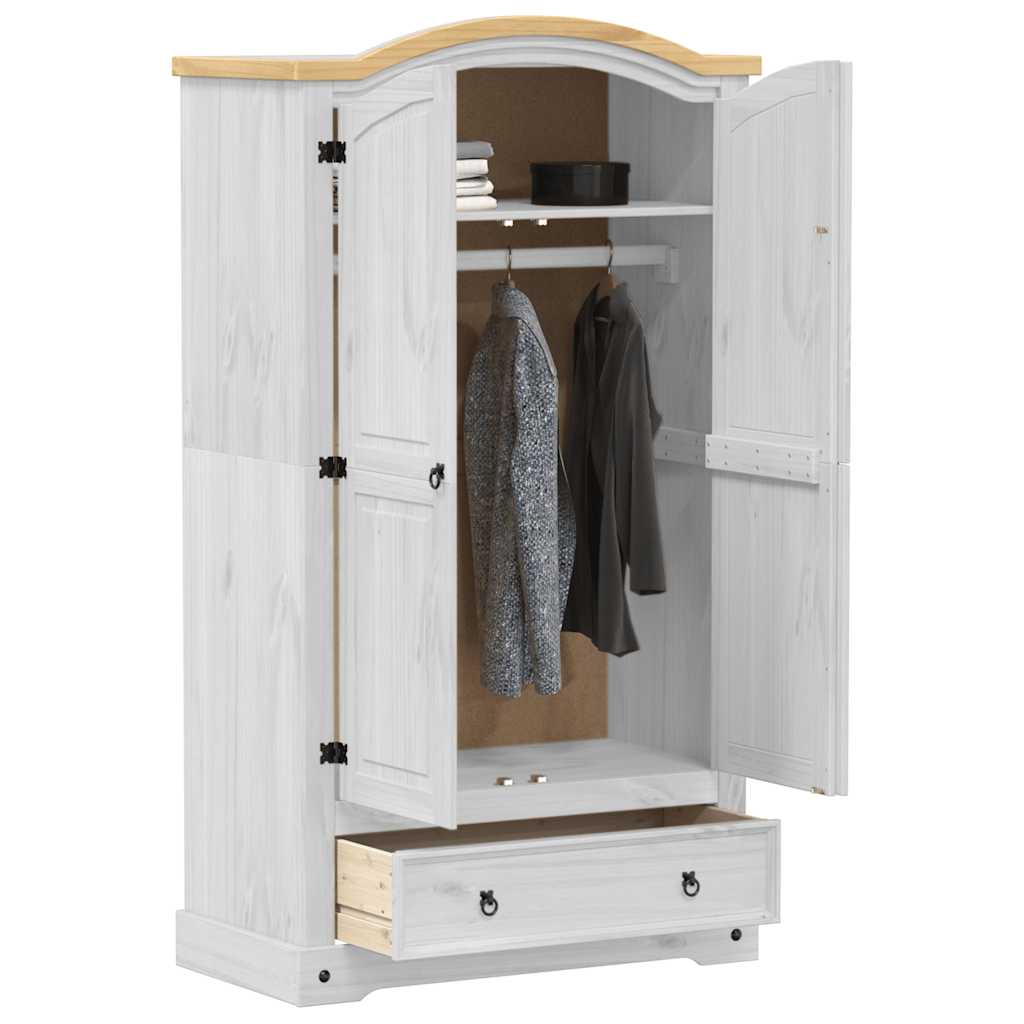 vidaXL Wardrobe Corona White 102x52x186 cm Solid Wood Pine 3
