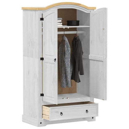 vidaXL Wardrobe Corona White 102x52x186 cm Solid Wood Pine 3