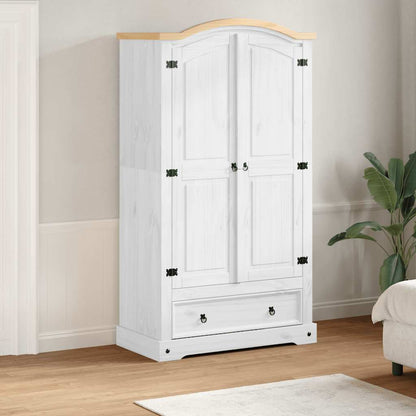 vidaXL Wardrobe Corona White 102x52x186 cm Solid Wood Pine 1