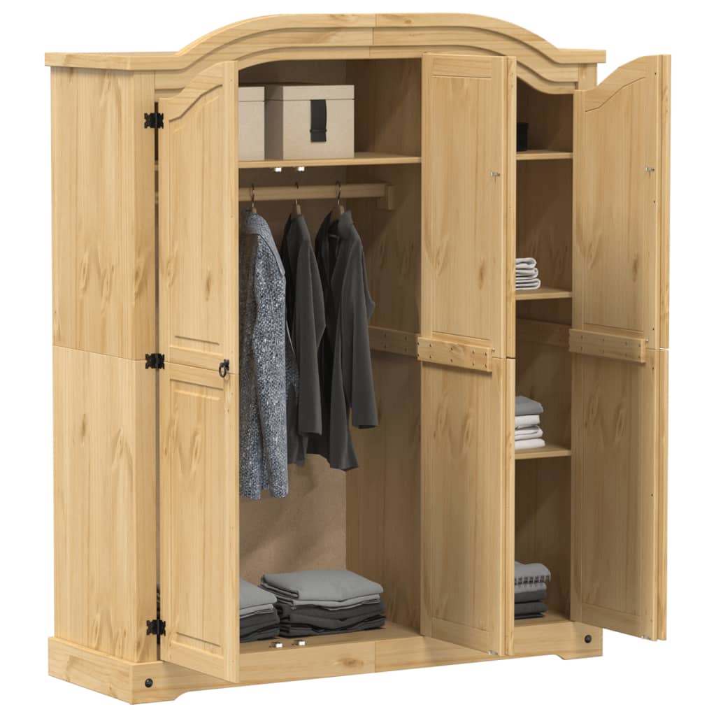 vidaXL Wardrobe Corona 151.5x52x186 cm Solid Wood Pine 3