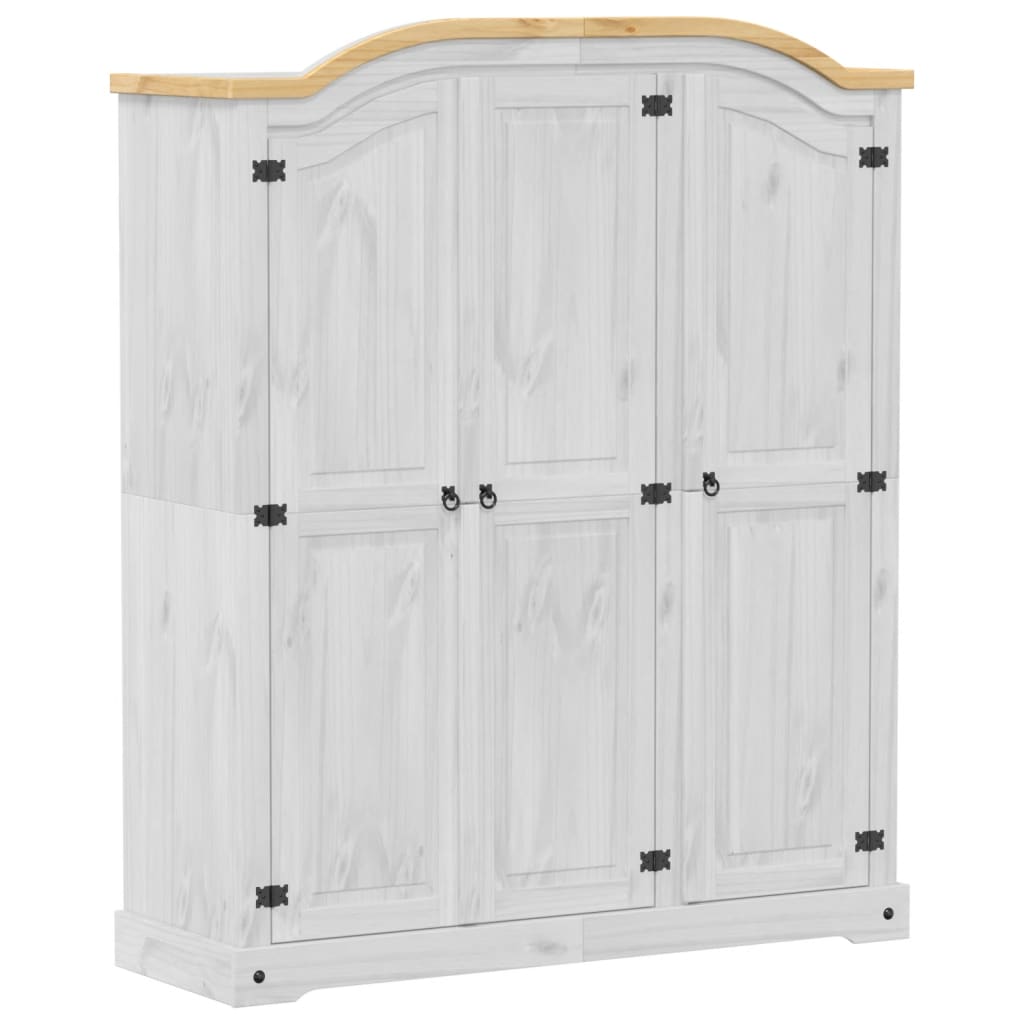vidaXL Wardrobe Corona White 151.5x52x186 cm Solid Wood Pine 2