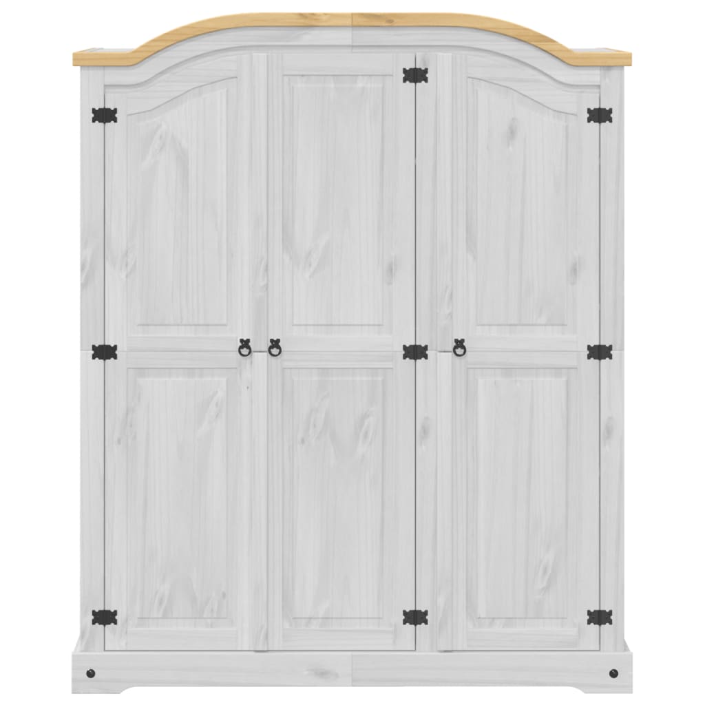 vidaXL Wardrobe Corona White 151.5x52x186 cm Solid Wood Pine 4