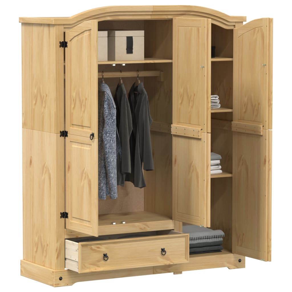 vidaXL Wardrobe Corona 151.5x52x186 cm Solid Wood Pine 3