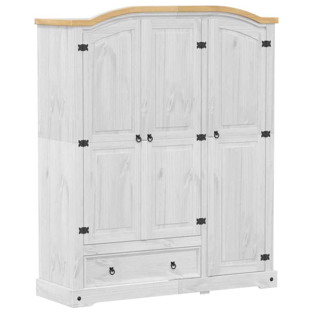 vidaXL Wardrobe Corona White 151.5x52x186 cm Solid Wood Pine 2