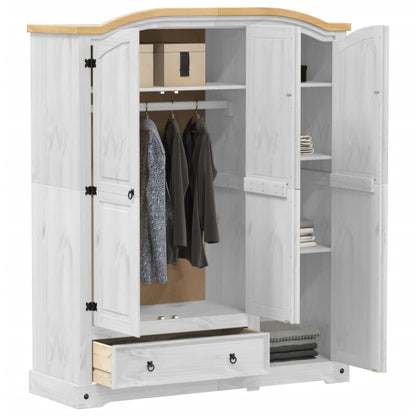 vidaXL Wardrobe Corona White 151.5x52x186 cm Solid Wood Pine 3