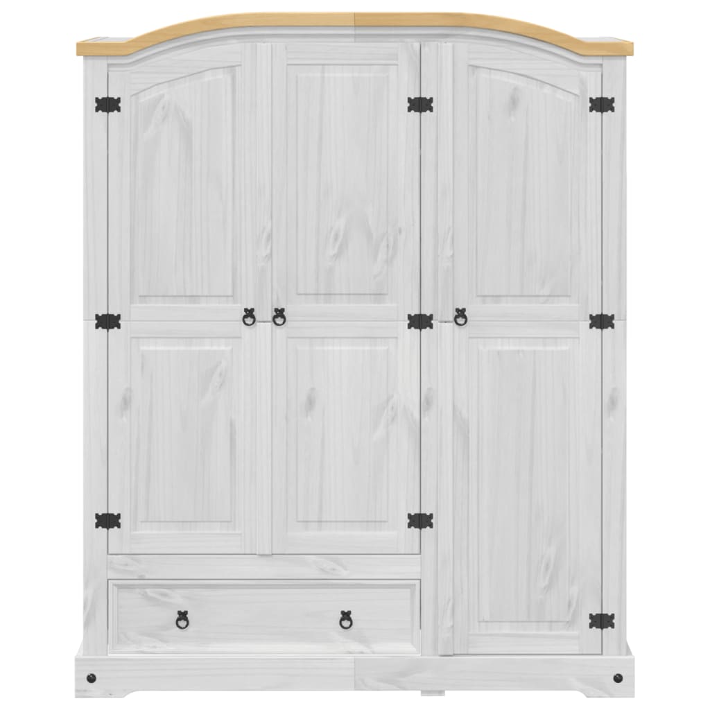 vidaXL Wardrobe Corona White 151.5x52x186 cm Solid Wood Pine 4